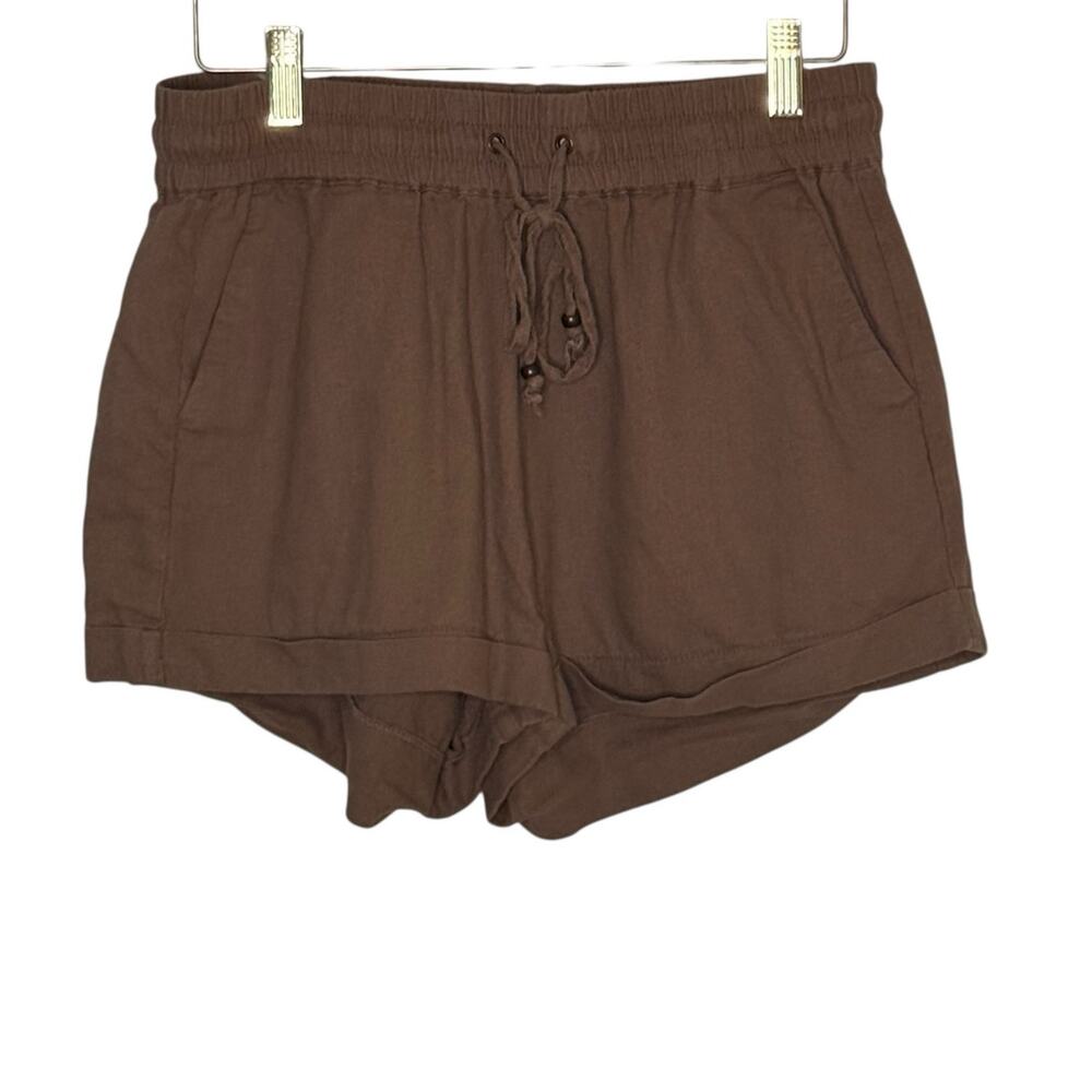 Love Tree Linen Blend Shorts Drawstring Relaxed Beachy Summer Boho Medium